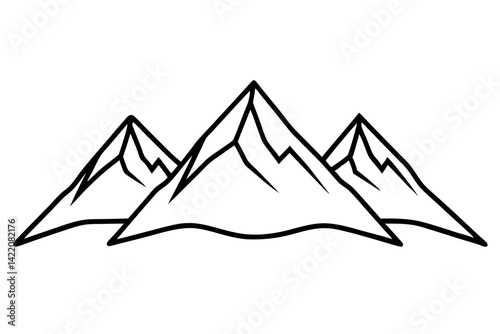 Mountain Range Line Art Vector Illustration