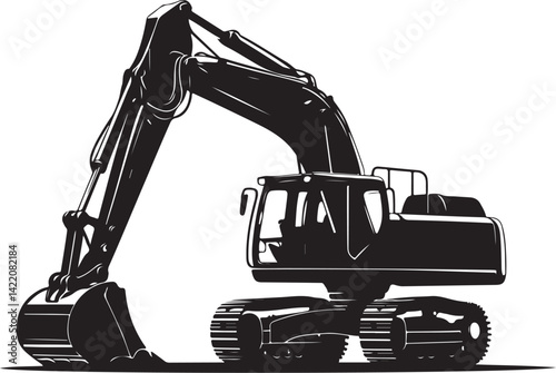 Excavator Silhouette Vector Illustration 
