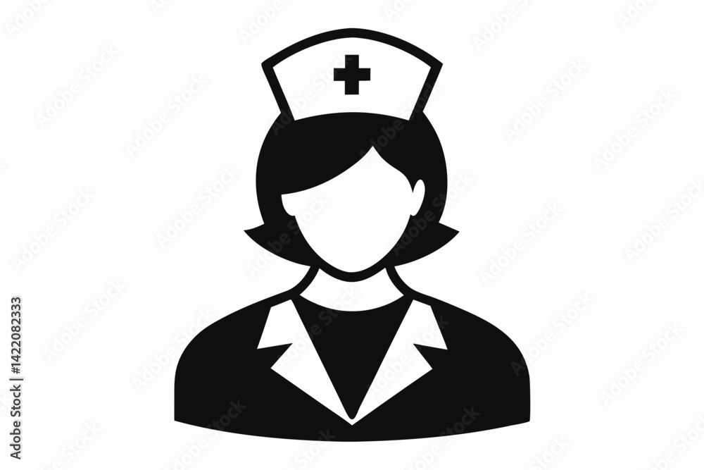 Nurse Black Silhouette Vector Illustration Nurse Black Silhouette Vector Illustration
