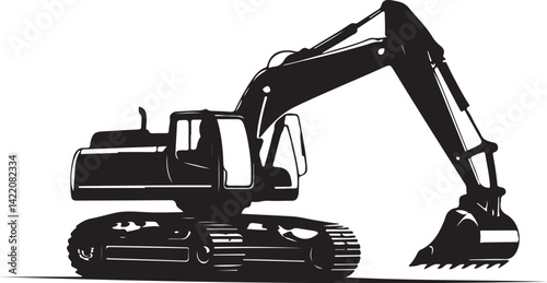 Excavator Silhouette Vector Illustration 