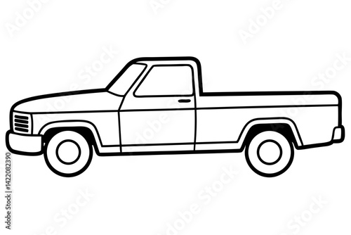 Pickup Truck Line Art Vector Illustration
