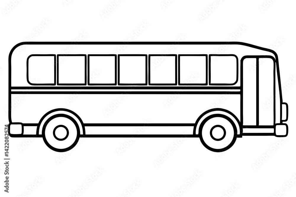 School Bus Line Art Vector Illustration School Bus Line Art Vector Illustration