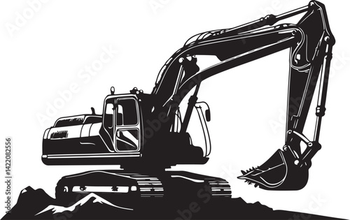 Power in Motion: Excavator Silhouette Art