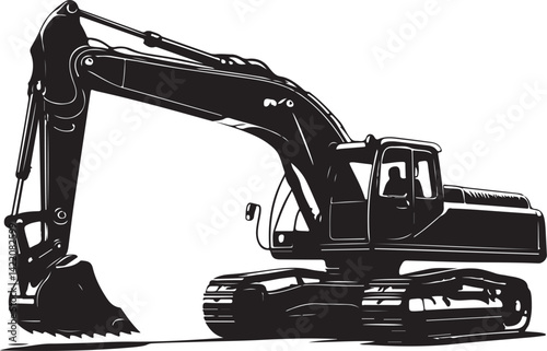 Power in Motion: Excavator Silhouette Art
