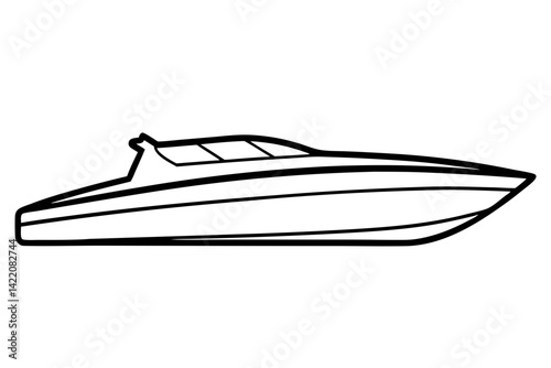 Speed Boat Line Art Vector Illustration