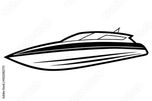 Speed Boat Line Art Vector Illustration