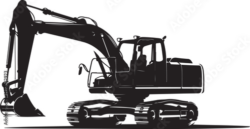 Power in Motion: Excavator Silhouette Art