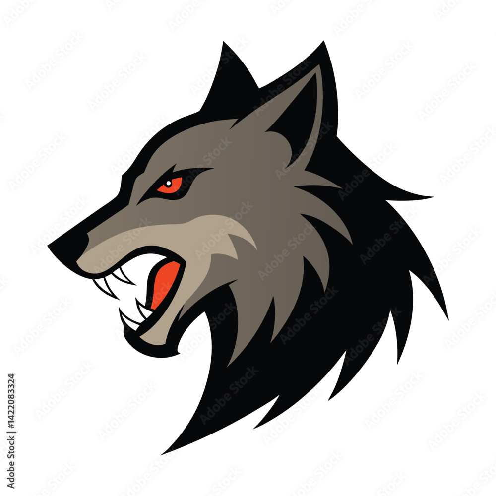 Obraz premium wolf head howling pose vector art illustration