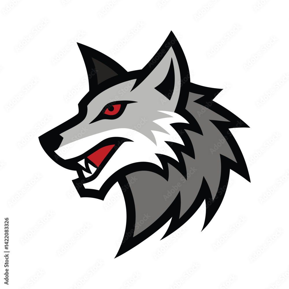 Obraz premium wolf head howling pose vector art illustration