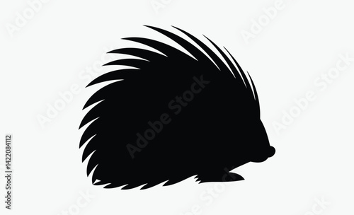 Porcupine silhouette, Animal vector icon, Spiky mammal graphic, Wildlife illustration design