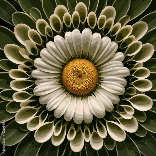 Intricate flower close-up illustration showcasing nature and artistic design