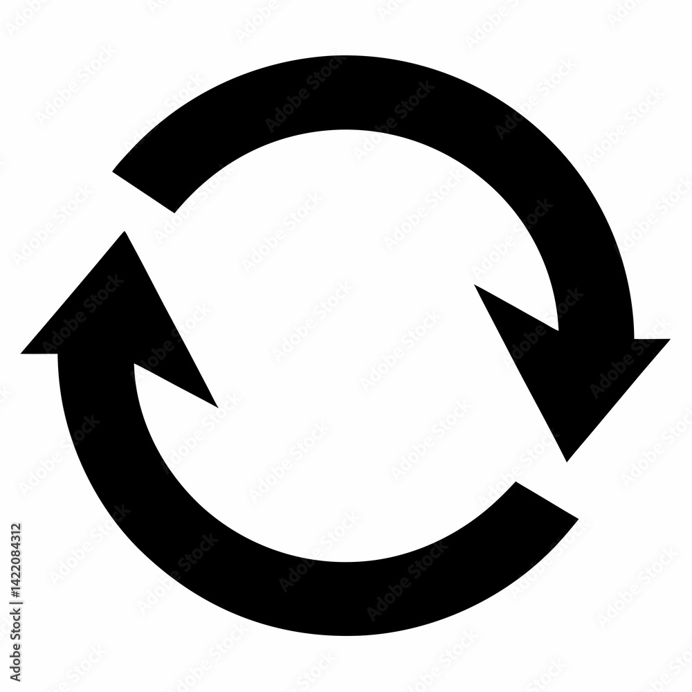 Black Circular Refresh Arrow Icon – Sync Loop Symbol Vector Design Black Circular Refresh Arrow Icon – Sync Loop Symbol Vector Design