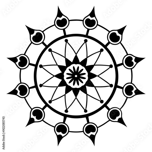 Zodiac Symbol Mandala – Black Silhouette on White