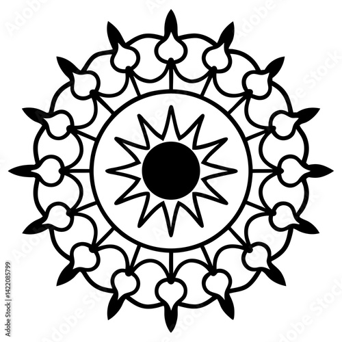 Zodiac Symbol Mandala – Black Silhouette on White