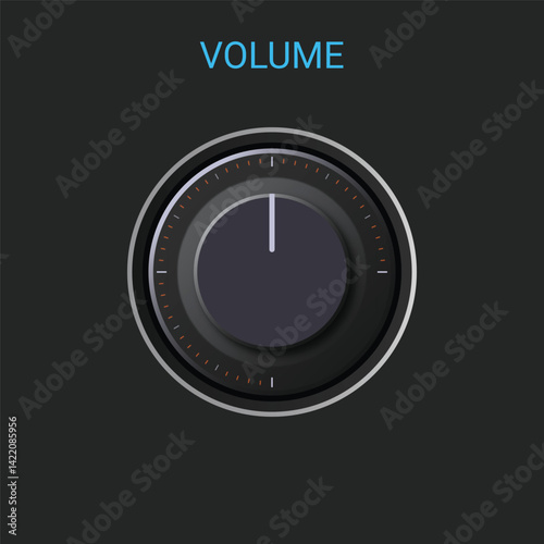 Volume button Realistic metal circle button