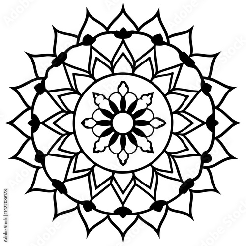 Zodiac Symbol Mandala – Black Silhouette on White