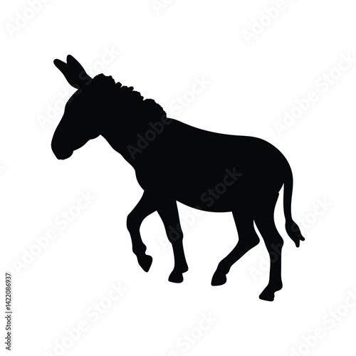 Silhouette of mule in black isolated on white background