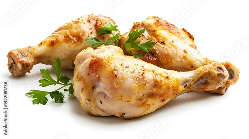 Obraz na płótnie Roasted Chicken Drumsticks with White Background. w salonie