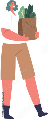 Woman shopper carrying microgreens pack