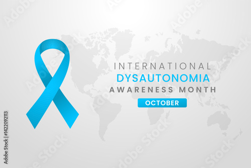 Dysautonomia Awareness Month background design with blue silk ribbon.