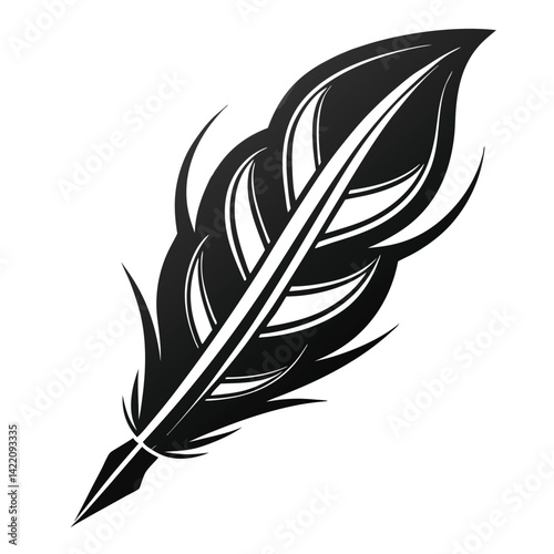 Elegant Black and White Feather Illustrations,
Hand-Drawn Feather Designs in Black and White,
Stylized Feather Clipart Collection.