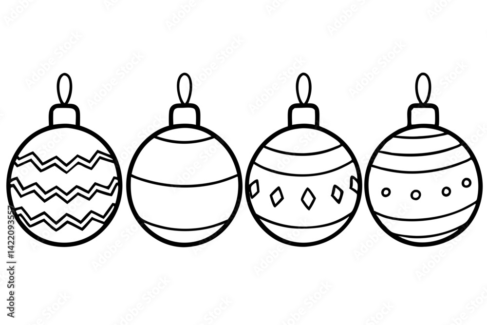 Obraz premium Hand-Drawn Xmas Ornament Outline Set