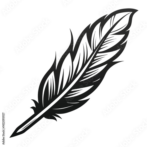 Elegant Black and White Feather Illustrations,
Hand-Drawn Feather Designs in Black and White,
Stylized Feather Clipart Collection.