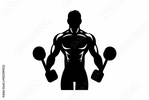 gym man silhouette black vector