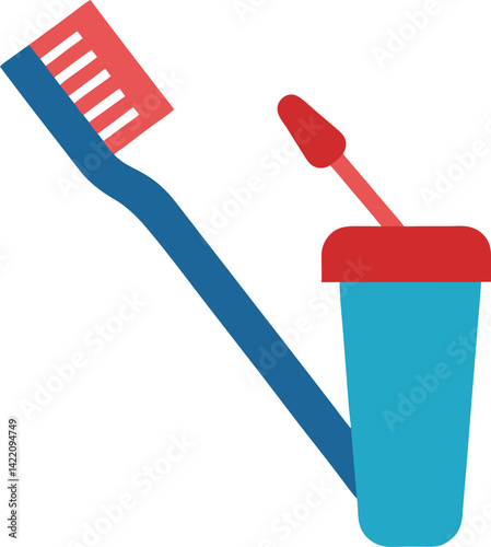 toothbrush and toothpaste on a glass