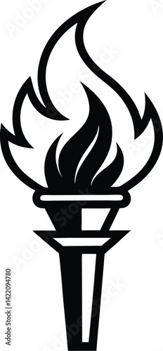 Flame torch silhouette, Burning flame torch icon vector illustration on a white background