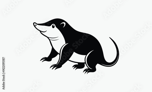 Mole silhouette, Burrowing animal vector, Small mammal icon, Wildlife illustration design