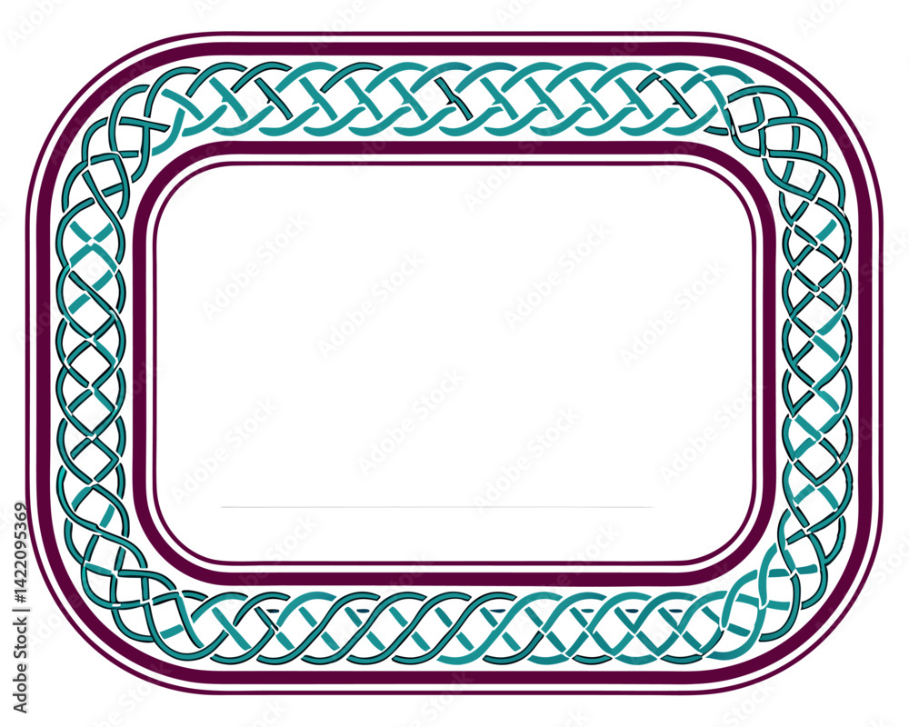 Obraz premium Celtic Knot Oval Frame with Intertwined Pattern Design Element
