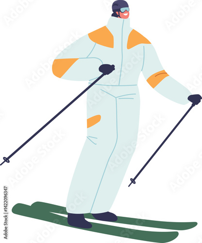 Skier sports character vector illustration