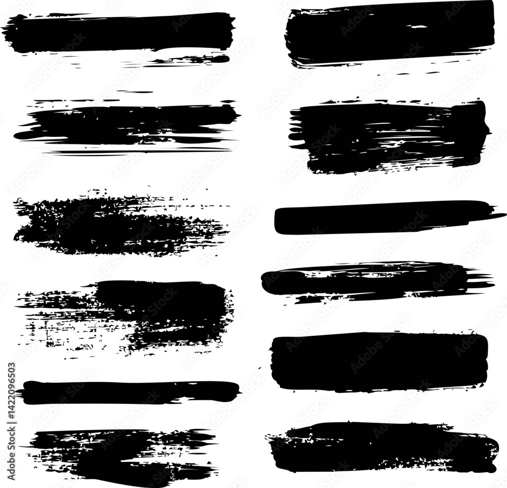 Black grunge brush strokes set for artistic design. Vector illustration Black grunge brush strokes set for artistic design. Vector illustration