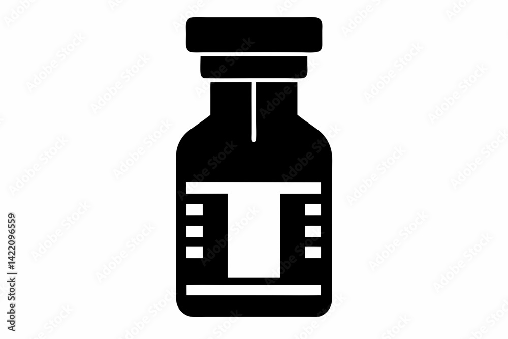 Vaccine Vial Black Silhouette Vector Illustration Vaccine Vial Black Silhouette Vector Illustration