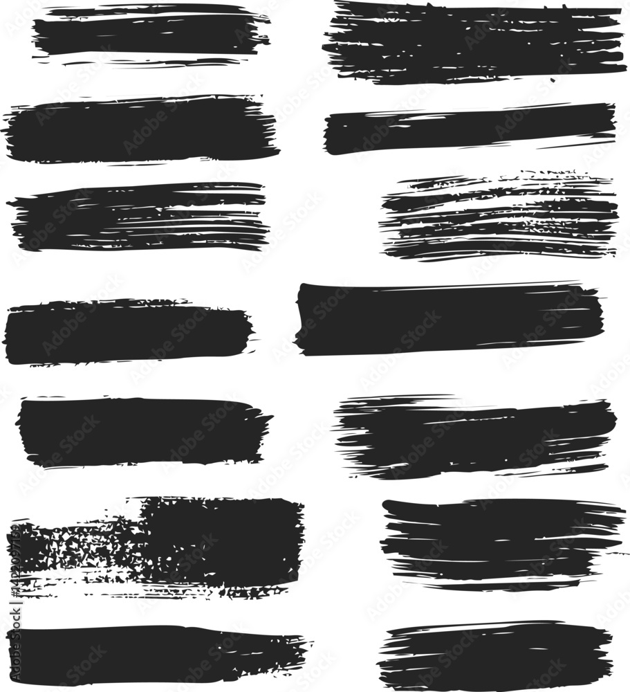 Black brush stroke set with artistic texture effect. Vector illustration Black brush stroke set with artistic texture effect. Vector illustration