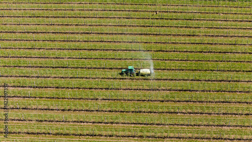 Obraz na płótnie aerial drone view of colorful countryside farm fields in poland w salonie