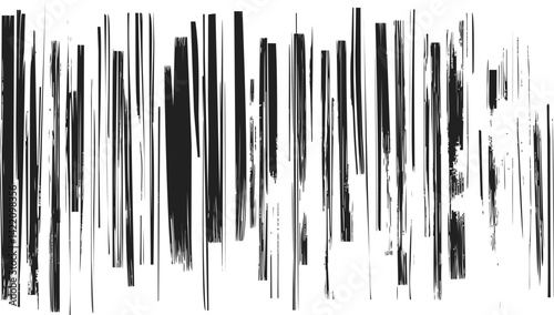 Black vertical brush strokes with abstract design. Vector illustration