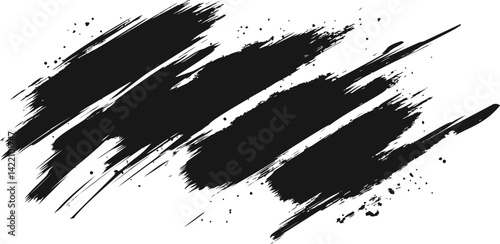 Dynamic black ink brush strokes conveying abstract art. Vector illustration