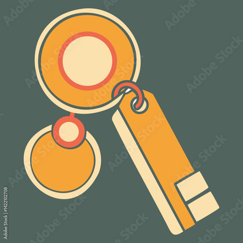 Vector illustration of a key with a keychain, simple illustration