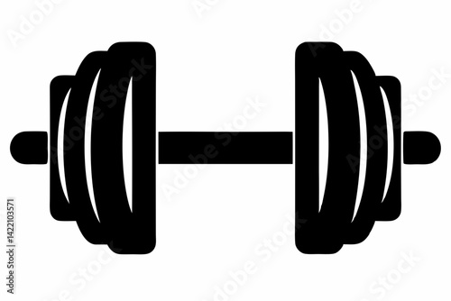 gym dumbbell silhouette black vector