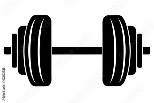 gym dumbbell silhouette black vector