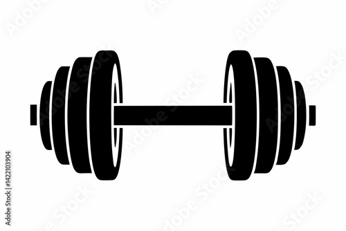 gym dumbbell silhouette black vector