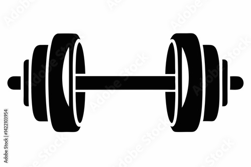 gym dumbbell silhouette black vector