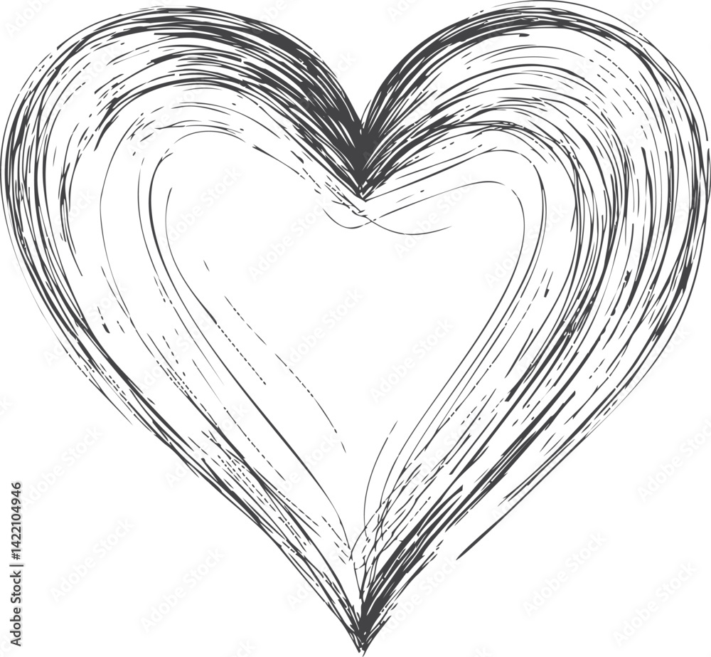 Grunge black and white heart sketch with rough textured lines. Vector illustration Grunge black and white heart sketch with rough textured lines. Vector illustration