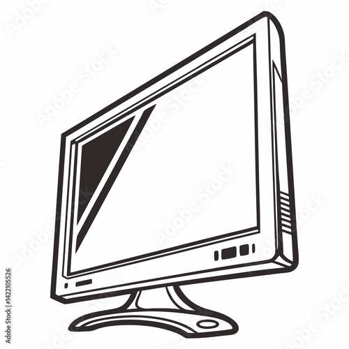 Vector monitor, silhouette style, clear design, white background