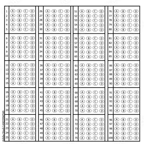OMR sheet for practicing, Printable Omr sheet for competitive exams preparation.