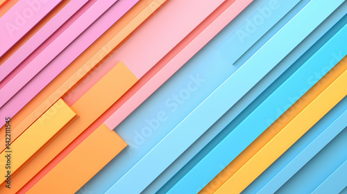 Abstract Pastel Geometric Background with Diagonal Lines and Shapes
