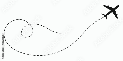 Airplane Flight Path with Looping Trajectory – Travel and Aviation Concept