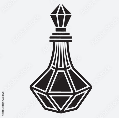 perfume bottle silhouette vector art illustration, bottle of attar